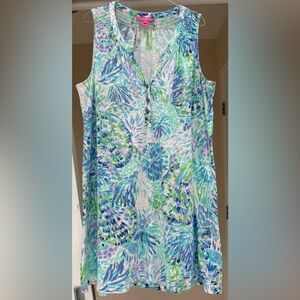 Lilly Pulitzer Shell of a party Essie Blue and Green Dress size XL